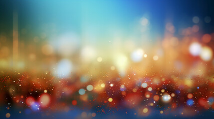 A blurred independense day, divine sky abstract background with bokeh glow, Illustration. AI generative