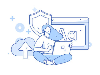 Business Network Security Character Flat Vector Concept Operation Hand Drawn Illustration
