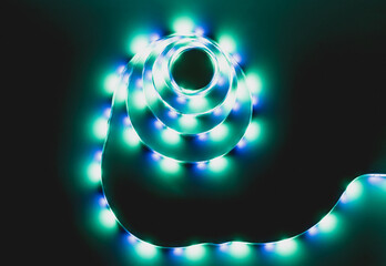 LED strip with multicolored diodes