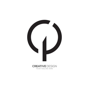 Rounded letter C P with creative line shape unique minimal logo