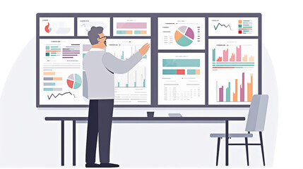 Business person looking at charts (Generative AI)