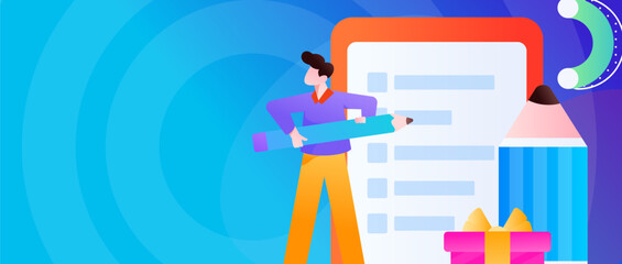 Invite friends to conduct questionnaire survey flat vector concept operation hand drawn illustration
