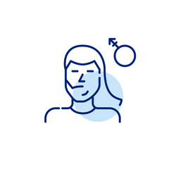 Person undergoing gender transitioning. Male to female. Pixel perfect, editable stroke icon on transparent background
