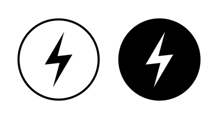 Lightning icon vector. Thunderbolt symbol isolated on circle background
