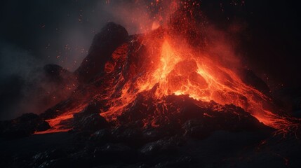 Cinematic Hyper-Detailed Volcanic Eruption with Insane Details & Beautiful Color Grading: DOF, Super-Resolution, Cinematic Lightning & More, Generative ai