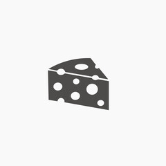 cheese icon vector on white background, farm food product symbol sign