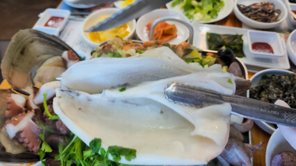 South Korea food. Seafood Hot Pot