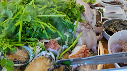 South Korea food. Seafood Hot Pot