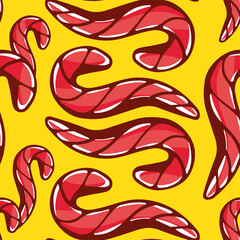 Vector pattern of lollipops in cartoon style.