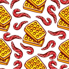 Vector pattern of lollipops in cartoon style.