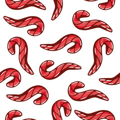 Vector pattern of lollipops in cartoon style.