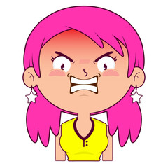 girl angry face cartoon cute