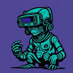monkey alien wearing virtual reality goggles