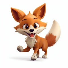 Obraz premium Funny Fox Cartoon Character Illustration Isolated on White Background. Generative ai