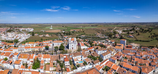 Fototapeta na wymiar Aerial panoramic view of Castro Verde typical Village, in Alentejo countryside popular Tourism Destination region, Portugal.