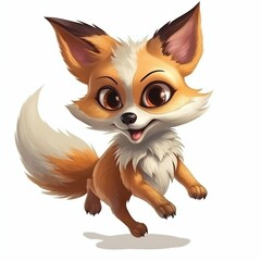 Obraz premium Funny Fox Cartoon Character Illustration Isolated on White Background. Generative ai