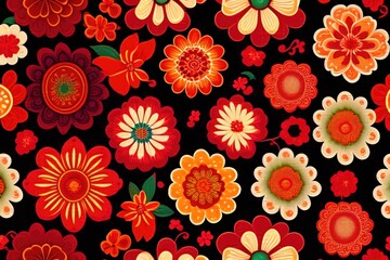 Fototapeta na wymiar seamless floral pattern with multi flowers