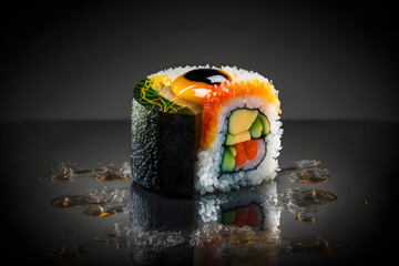 Mouthwatering Photography of Sushi on Sleek Black Background
