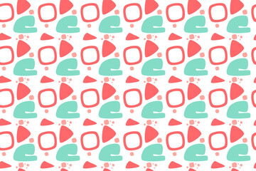Abstract geometric minimal shape seamless pattern minimal shapes in pastel colors, accented with waves, circles, and a doodled texture background. perfect for prints, covers, boho decorations