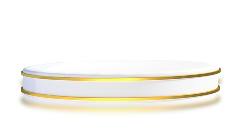 Gold and white glossy podium space for product placement alpha background