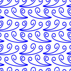 SEA WAVES STYLISH BLUE ORNAMENT. Fashionable seamless vector pattern for design and decoration.