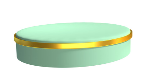 green and gold glossy podium space for product placement alpha background