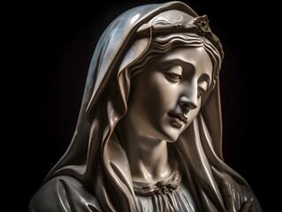 St. Mary the Virgin, the Mother of Jesus. Statue. Generative Ai.