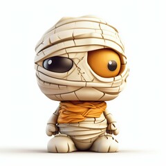 Obraz premium Cute and Funny Cartoon Mummy Character Isolated on White Background. Generative ai