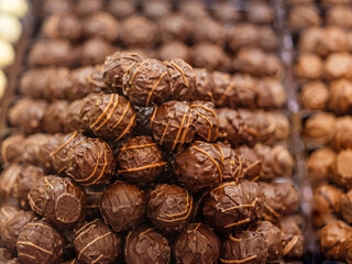 Various of Handmade praline chocolate. Sweet food dessert concept.