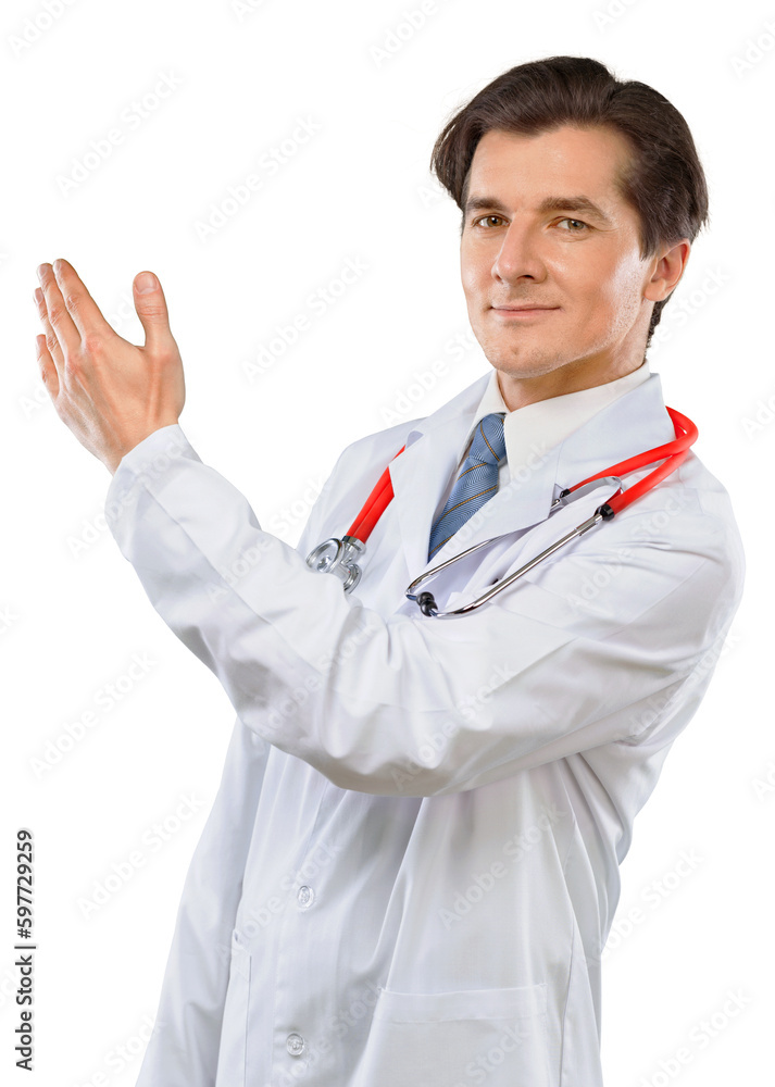 Wall mural Clinical doctor with red stethoscope