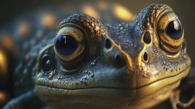 A closer look of the big eyed frog with the bumps on the skin AI generated
