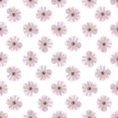 Hand drawn watercolor Grey abstract anemone seamless pattern on white background. Can be used for Gift-wrapping, textile, fabric, wallpaper.