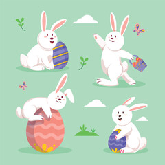 easter bunny and eggs Sticker Set