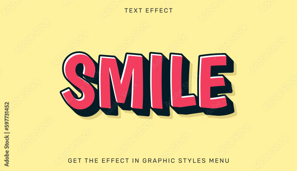 Fototapete smile editable text effect in 3d style