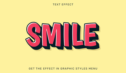 Smile editable text effect in 3d style