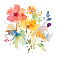 Obraz na płótnie Canvas Ethereal Blooms, Spring Bouquet, Floral Harmony, Summer Colors, watercolor flowers, AI generative 