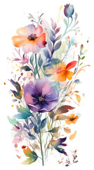 Ethereal Blooms, Spring Bouquet, Floral Harmony, Summer Colors, watercolor flowers, AI generative 