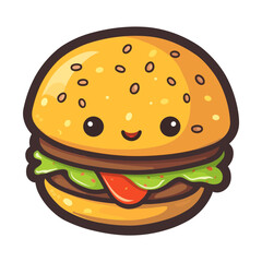Cute burger illustration flat design