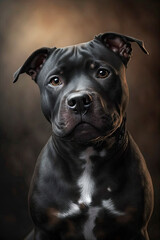 Generative AI illustration studio portrait style image of Staffordshire Terrier pedigree dog breed