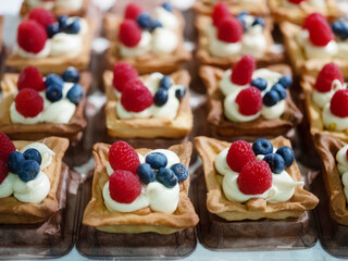 Homemade cake with fresh berries for dessert - healthy organic summer dessert pie cheesecake. Sweet food concept.