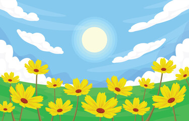 Fototapeta na wymiar Summer Sun Flower Background