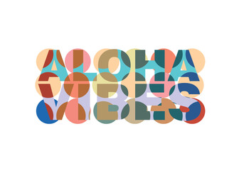 A typographic vector illustration of Aloha Vibes on an isolated background