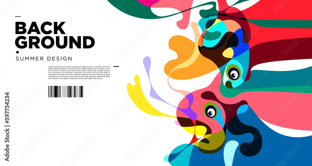 Poster abstract liquid shape. fluid geometric design. isolated gradient waves with geometric lines dots bat
