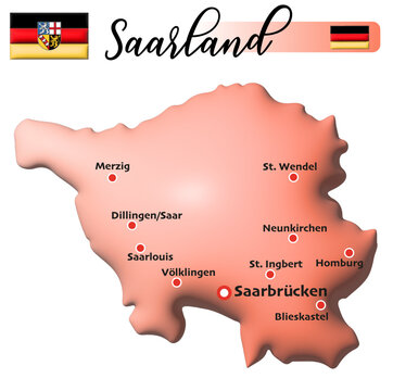 Saarland, Deutschland, Fläche und Flagge