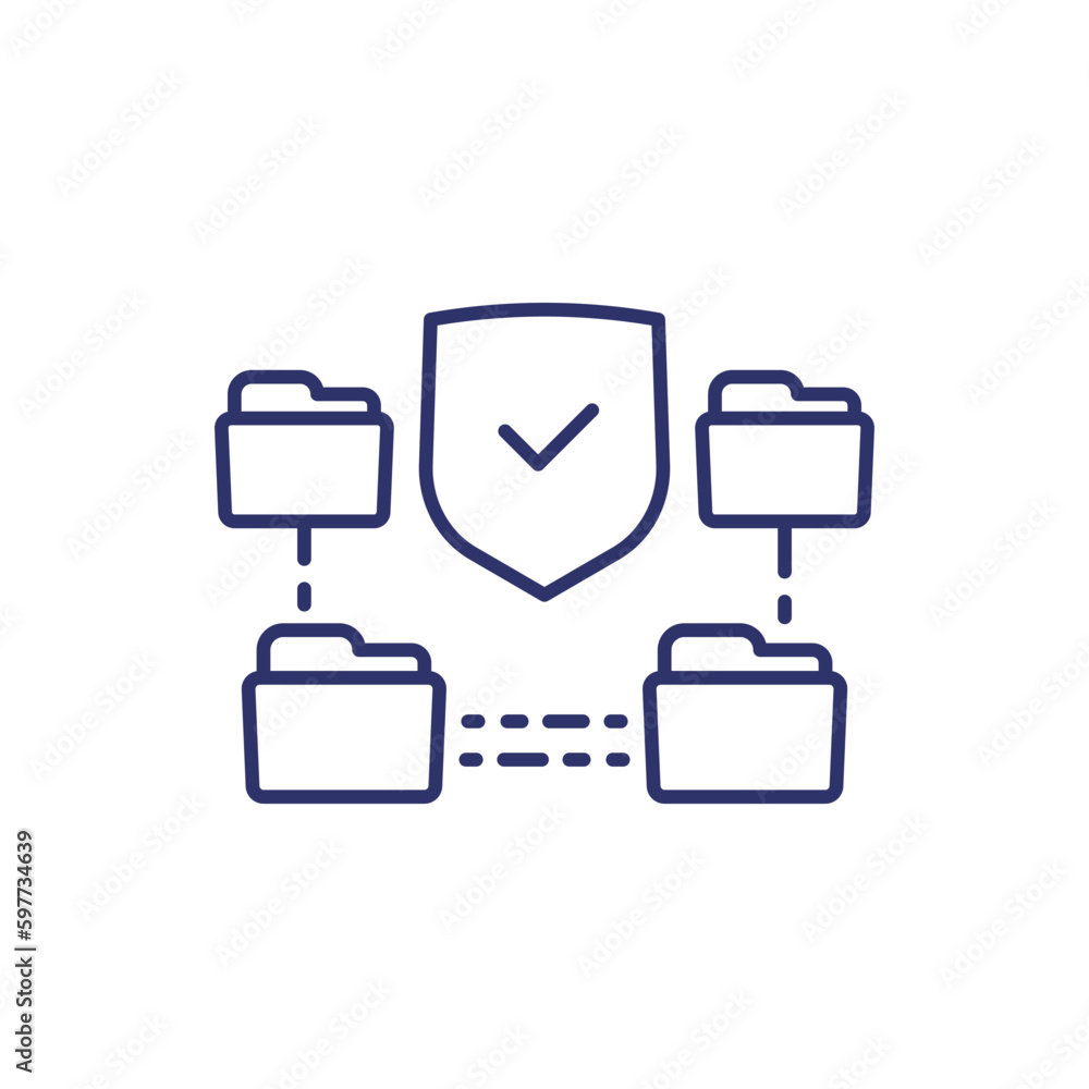 Poster secure folders, data security line icon