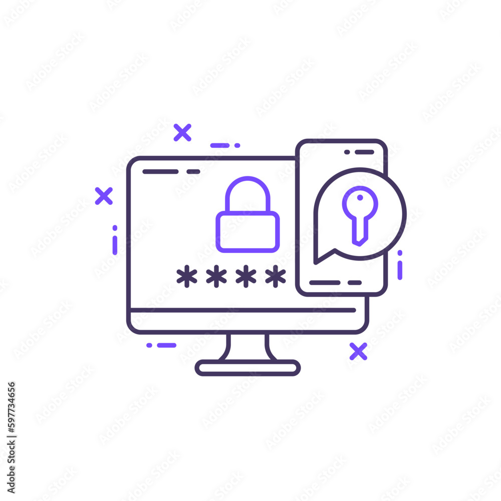 Poster two factor authentication line icon