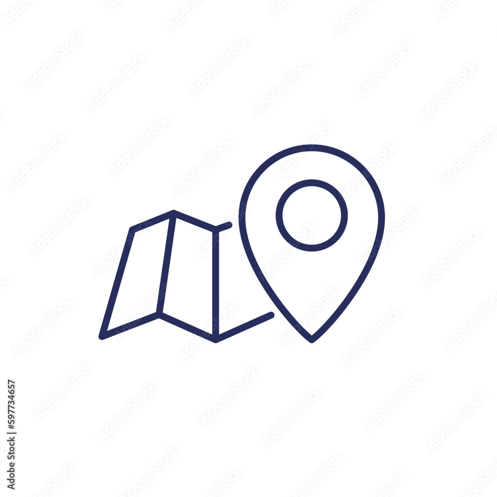 Poster map line icon for apps and web