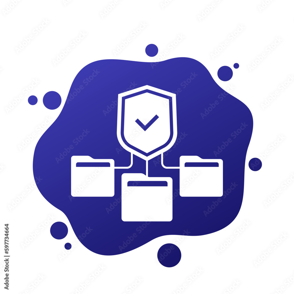 Poster secure folders icon with a shield, vector