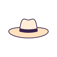 hat with wide brim on white, vector icon