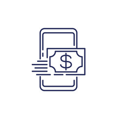 fast money transfer line icon on white